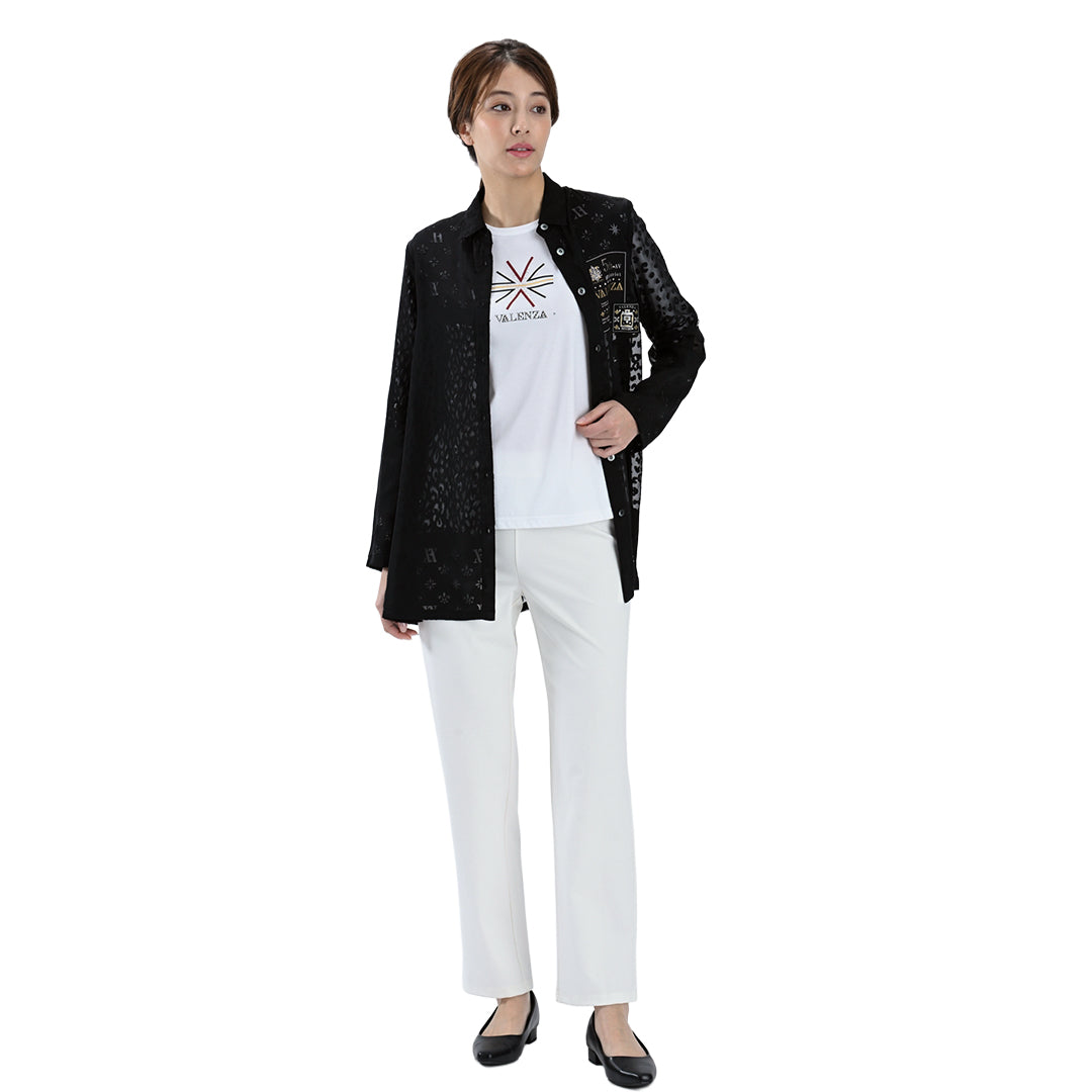 【Lサイズ】【綿100%】フロントモチーフ 5分袖カットソー VALENZA 5562425