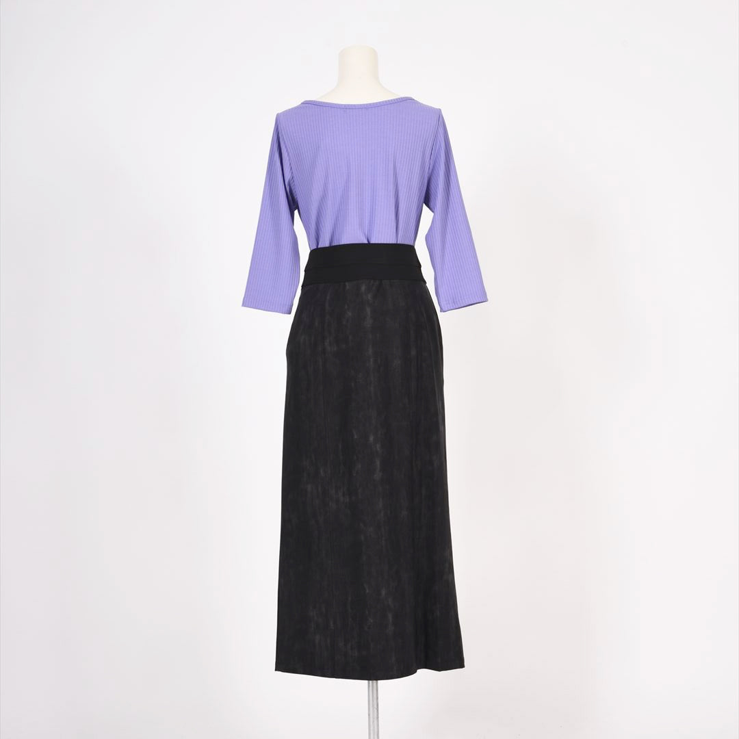 デニム調プリント ロングタイトスカート B DONNA 6045115