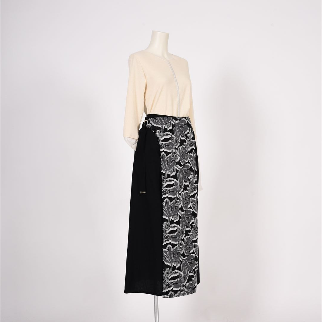 先染めカットジャカード ロングラップスカート B DONNA 6045114