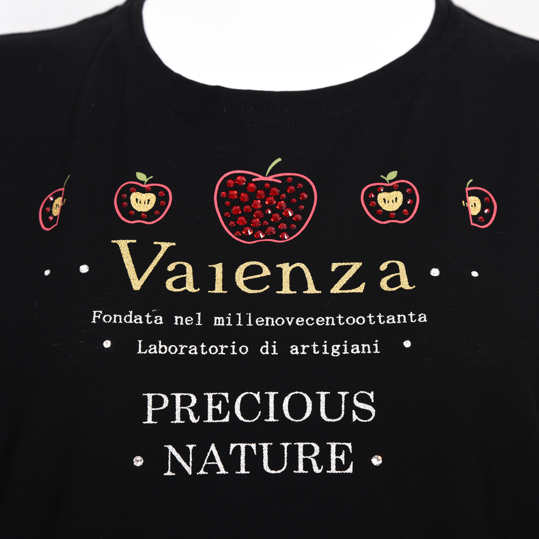 【綿100%】りんごモチーフ 5分袖カットソー VALENZA 5162302