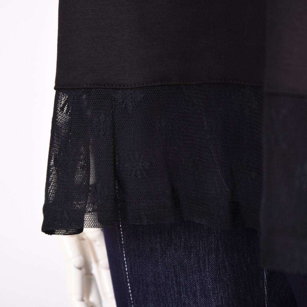 7分袖 チュール切り替えカットソー VALENZA 5162304