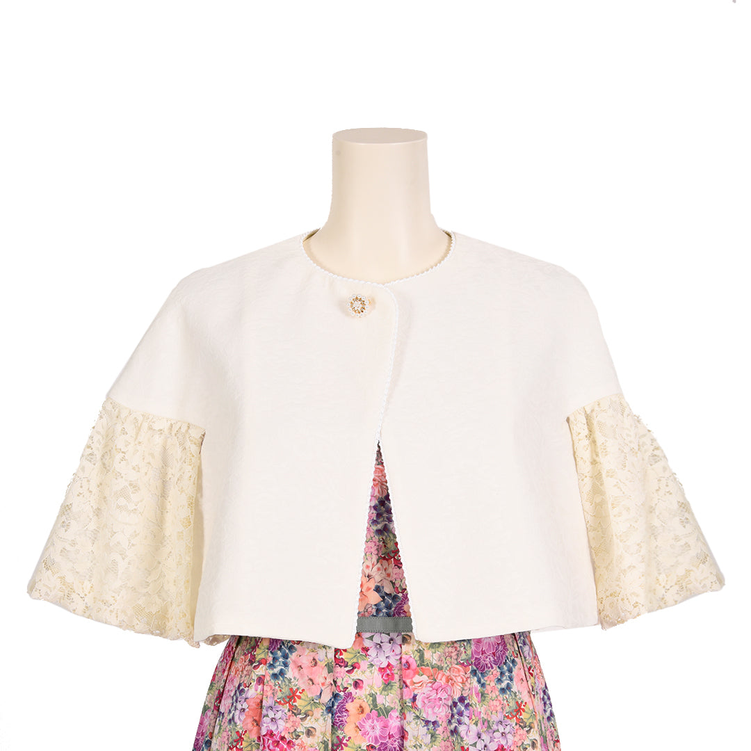 フラワーフィート 花柄ジャガード ケープ風ボレロジャケット Dear Princess mieux
