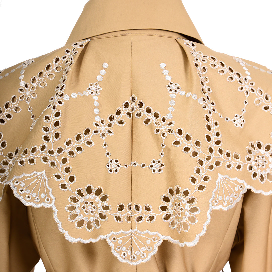 トレンチコート レース ケープ リボンベルト 刺繍レース 比翼あき ベージュ Dear Princess mieux