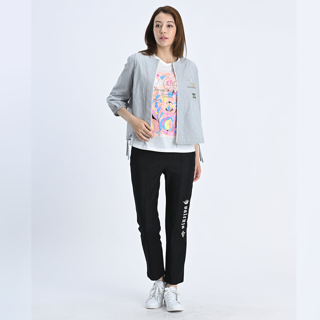 【七分袖】ヘアラインストライプ　ブルゾンジャケット　VALENZA　5157530