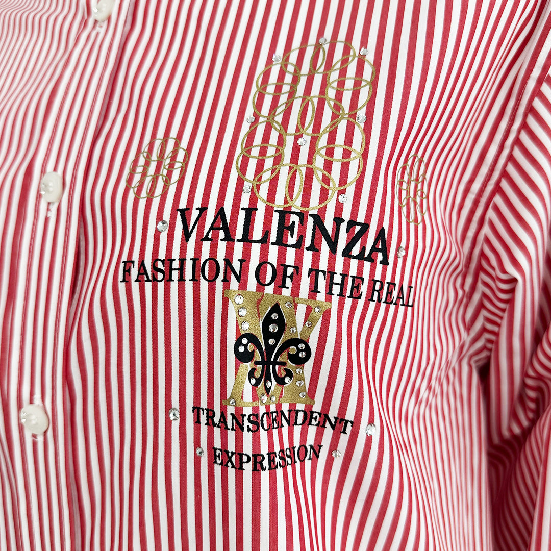 【Lサイズ】ストライプ　シャツブラウス　VALENZA　5551500