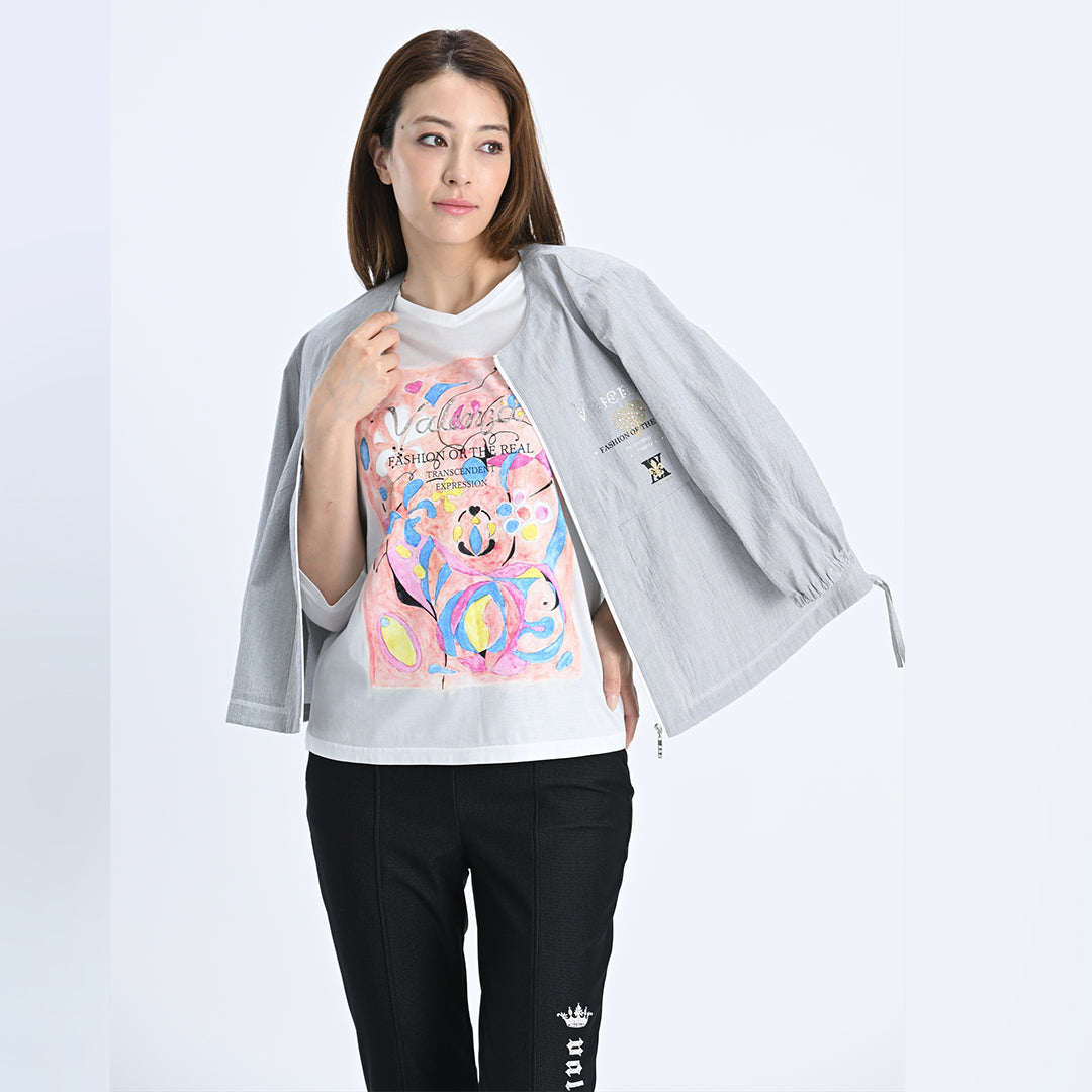 【Lサイズ】【デザイナー手描き】アーティスティックプリント　カットソー　VALENZA　5552526