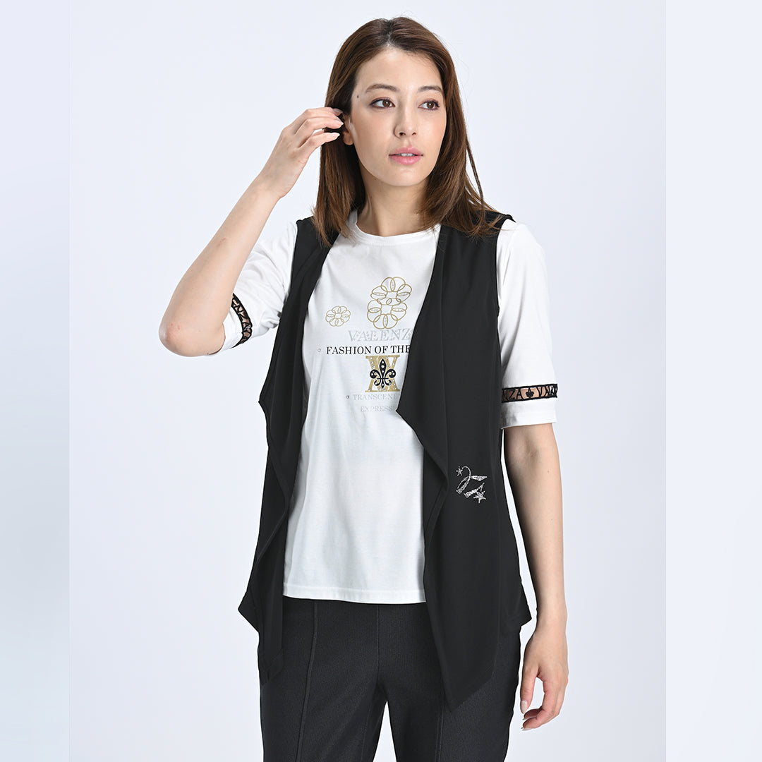 【Lサイズ】【涼感紀行】スターライトモチーフ　カットソージレ　VALENZA　5552519