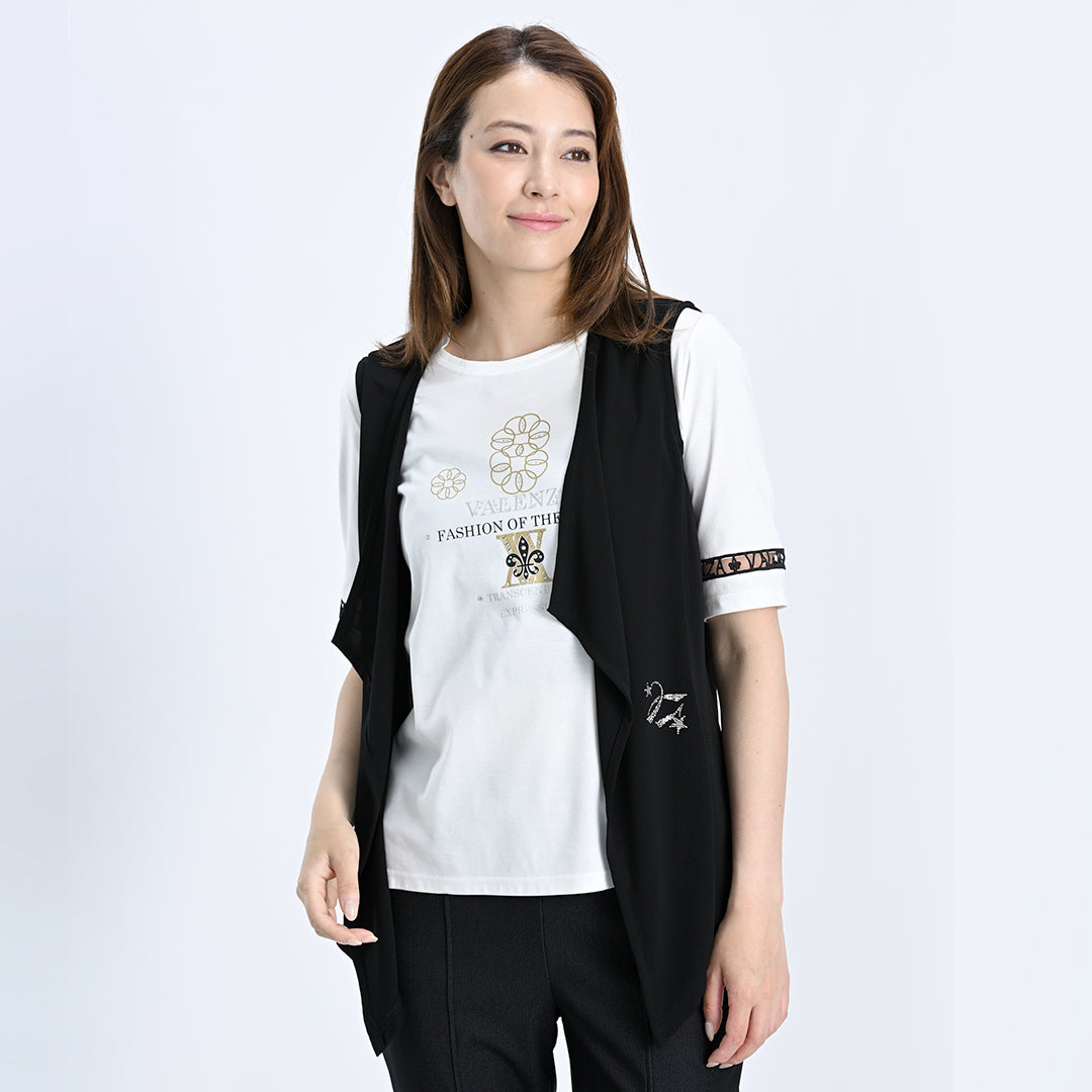 【Lサイズ】【涼感紀行】スターライトモチーフ　カットソージレ　VALENZA　5552519