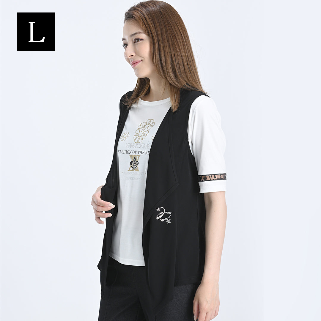 【Lサイズ】【涼感紀行】スターライトモチーフ　カットソージレ　VALENZA　5552519