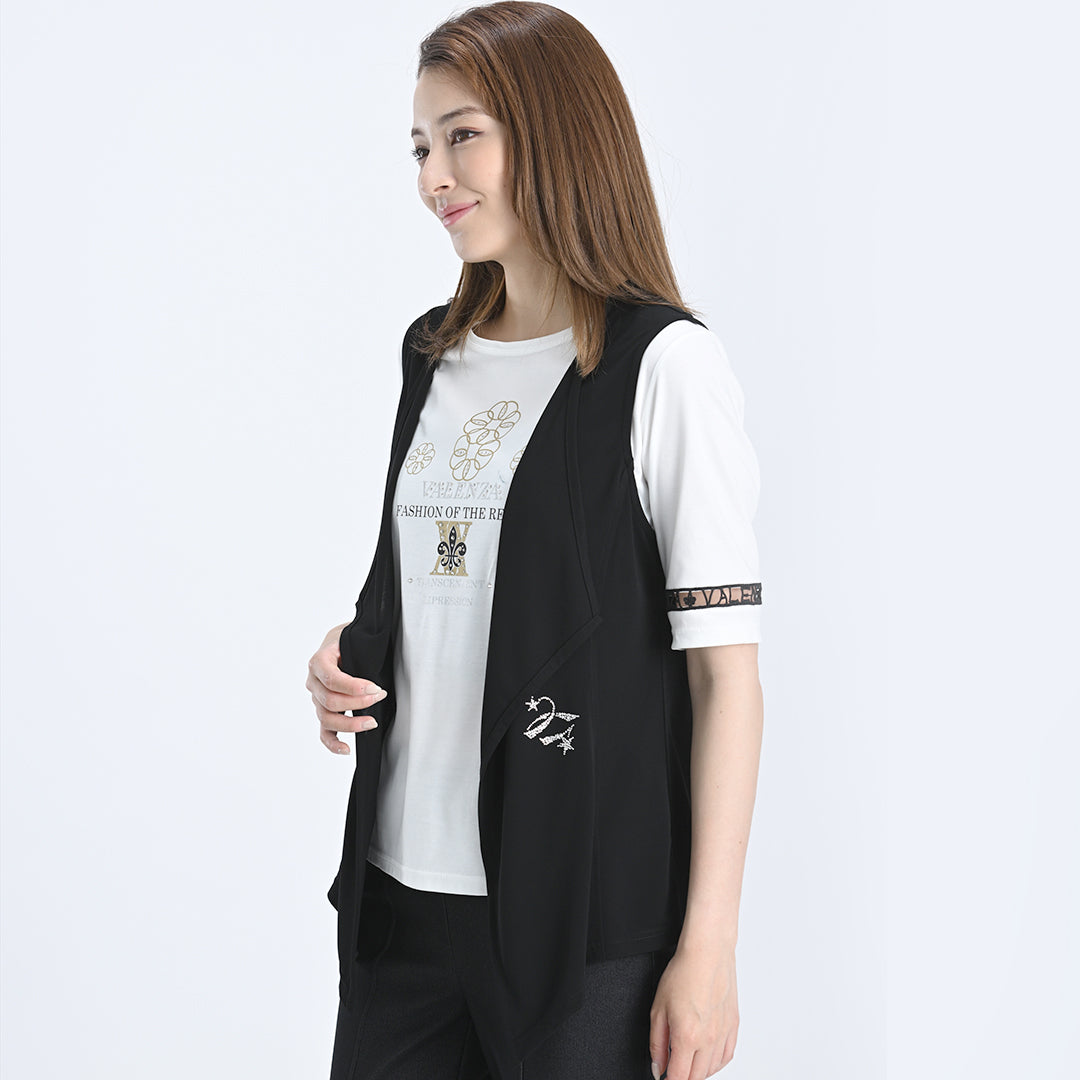 【Lサイズ】【涼感紀行】スターライトモチーフ　カットソージレ　VALENZA　5552519