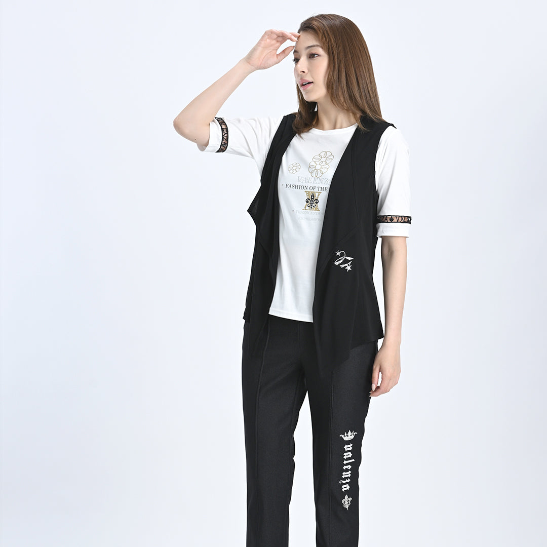 【Lサイズ】【はしごレース】花文様プリント　カットソー　VALENZA　5552529