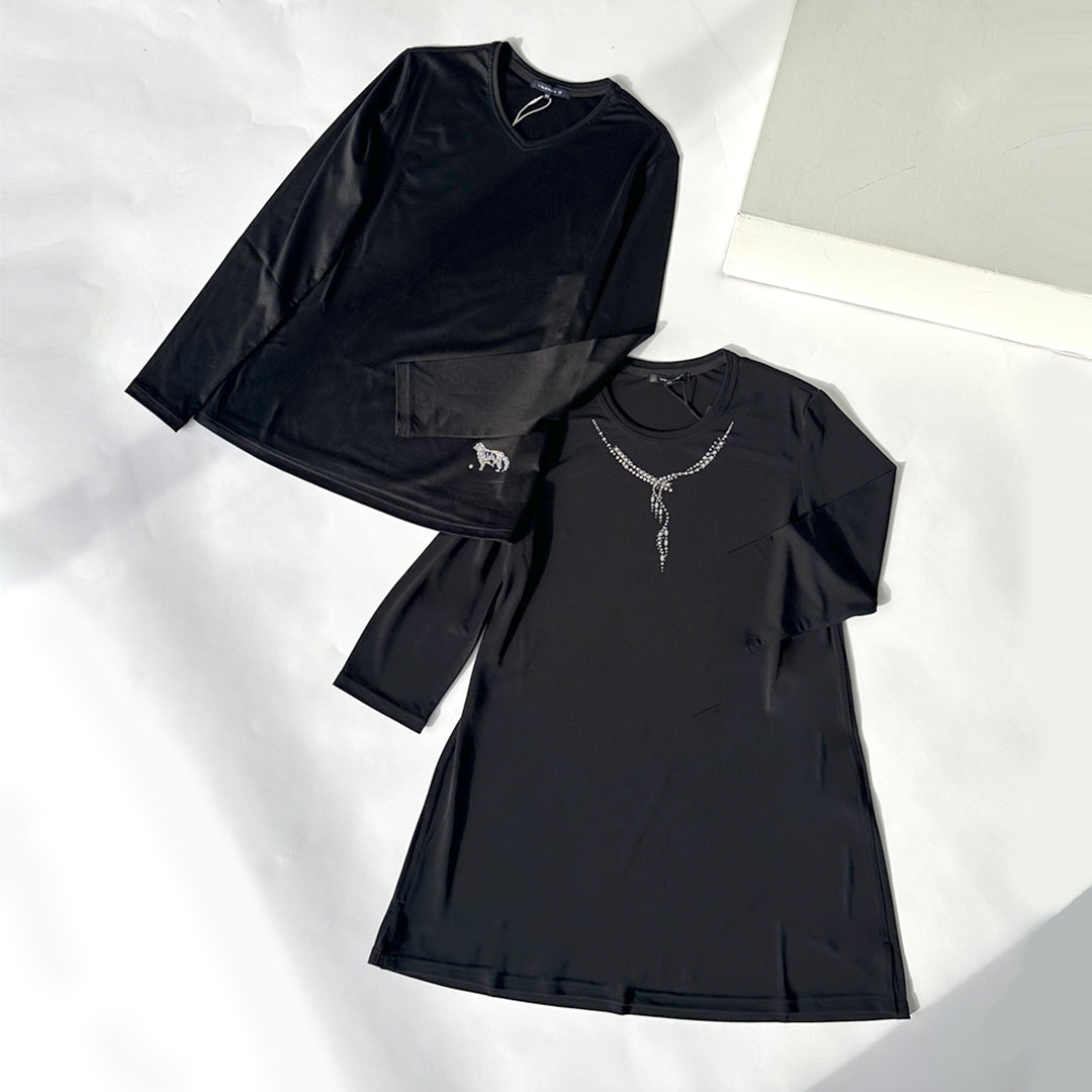 ギザリヨセルスムース　ワンちゃんモチーフ　Vネックカットソー　VALENZA F 5252201