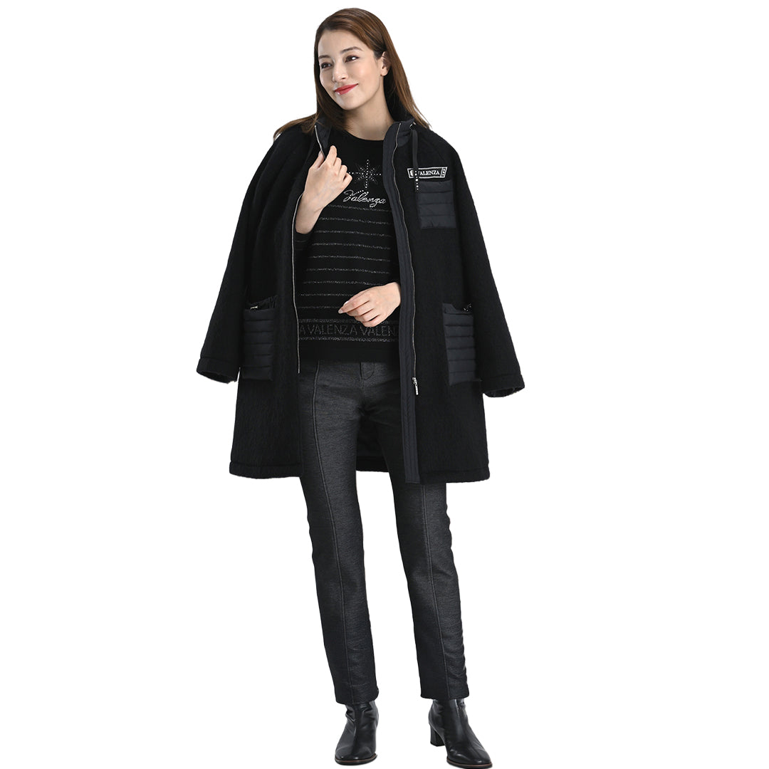 【Lサイズ】モヘヤ混　カットシャギーロングコート　VALENZA　5558703