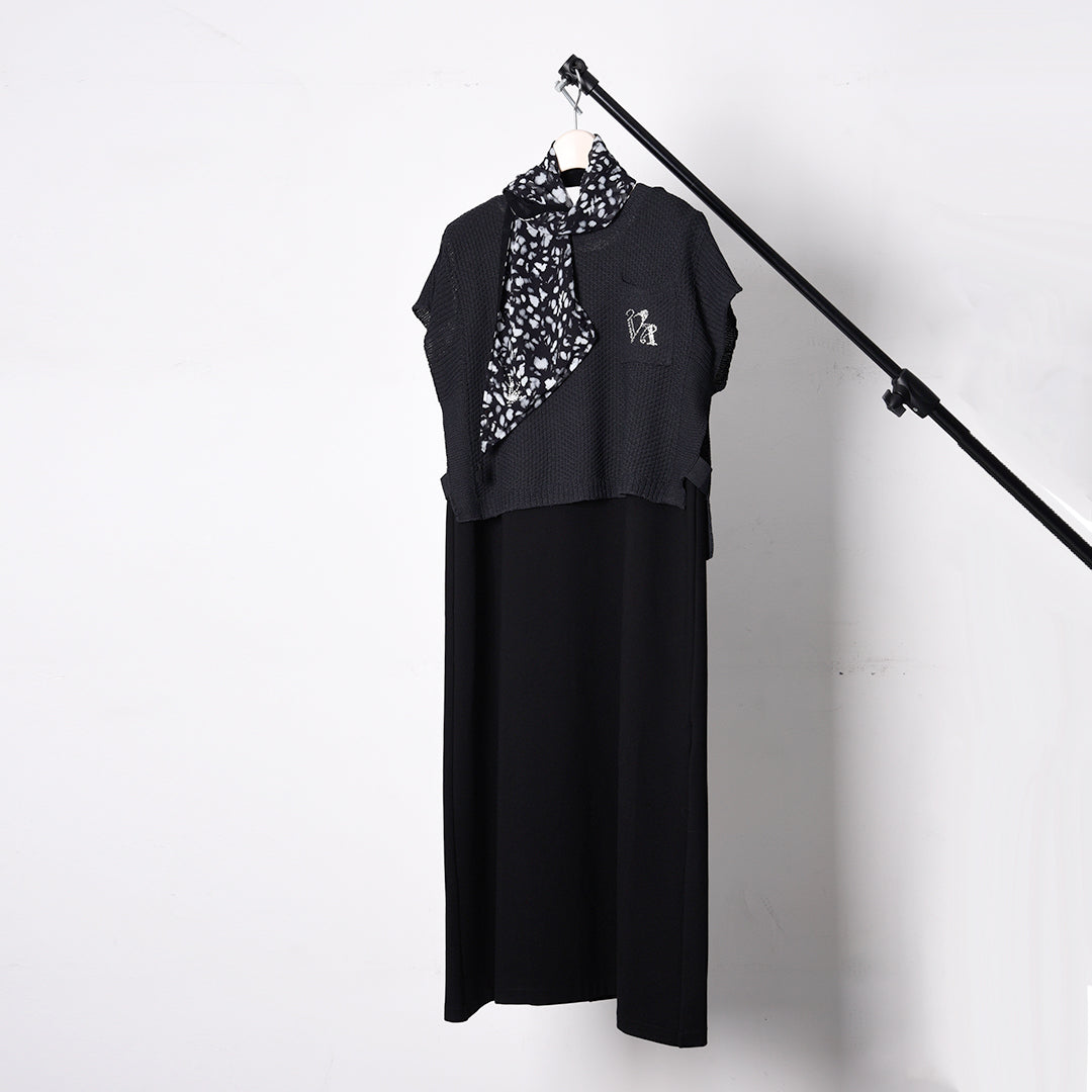 【Lサイズ】【3way】ニットベスト×ワンピース　セットアップ　VALENZA　5553612