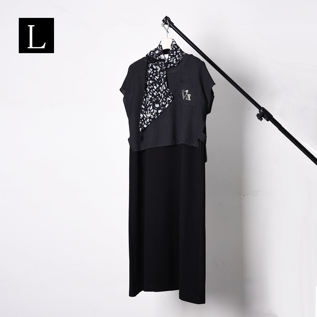 【Lサイズ】【3way】ニットベスト×ワンピース　セットアップ　VALENZA　5553612