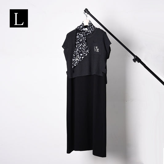 【Lサイズ】【3way】ニットベスト×ワンピース　セットアップ　VALENZA　5553612