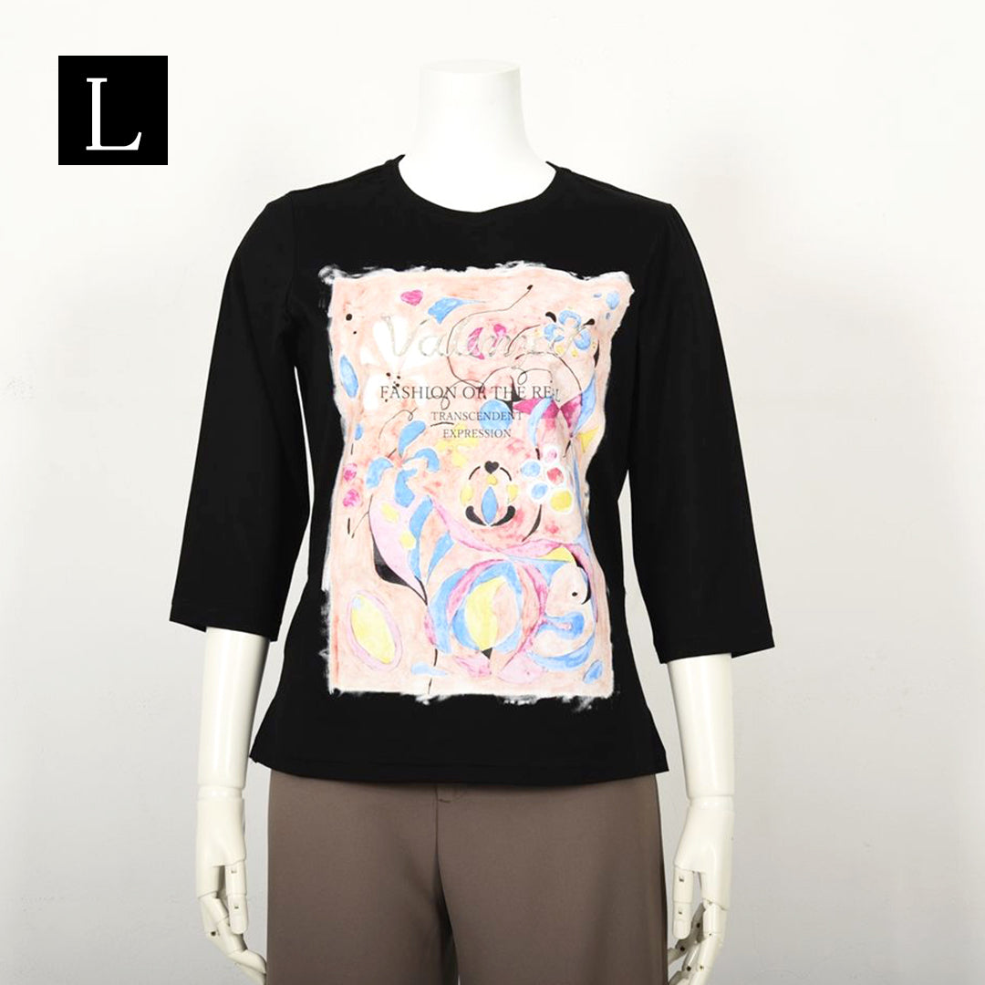 【Lサイズ】【デザイナー手描き】アーティスティックプリント　カットソー　VALENZA　5552526