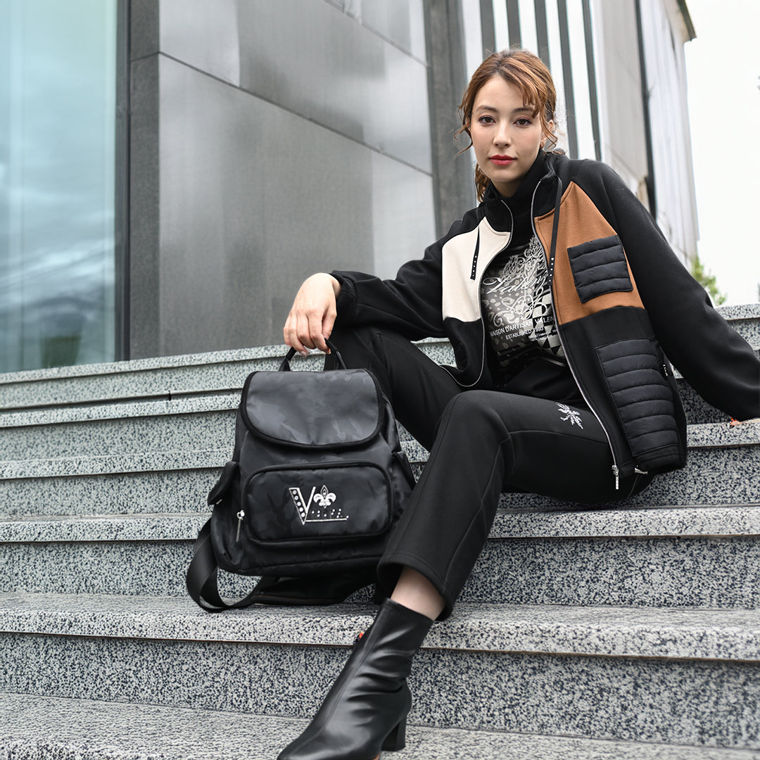 【ブラックダイヤ】プリント×コード刺繍 ハイネックカットソー　VALENZA　5152706