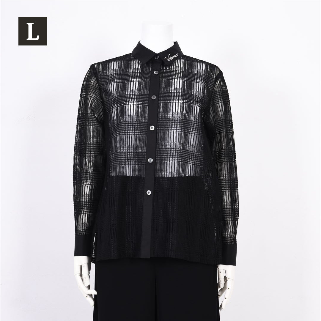 【Lサイズ】【UV・冷房対策】シアーチェック　ブラウス　VALENZA　5551601