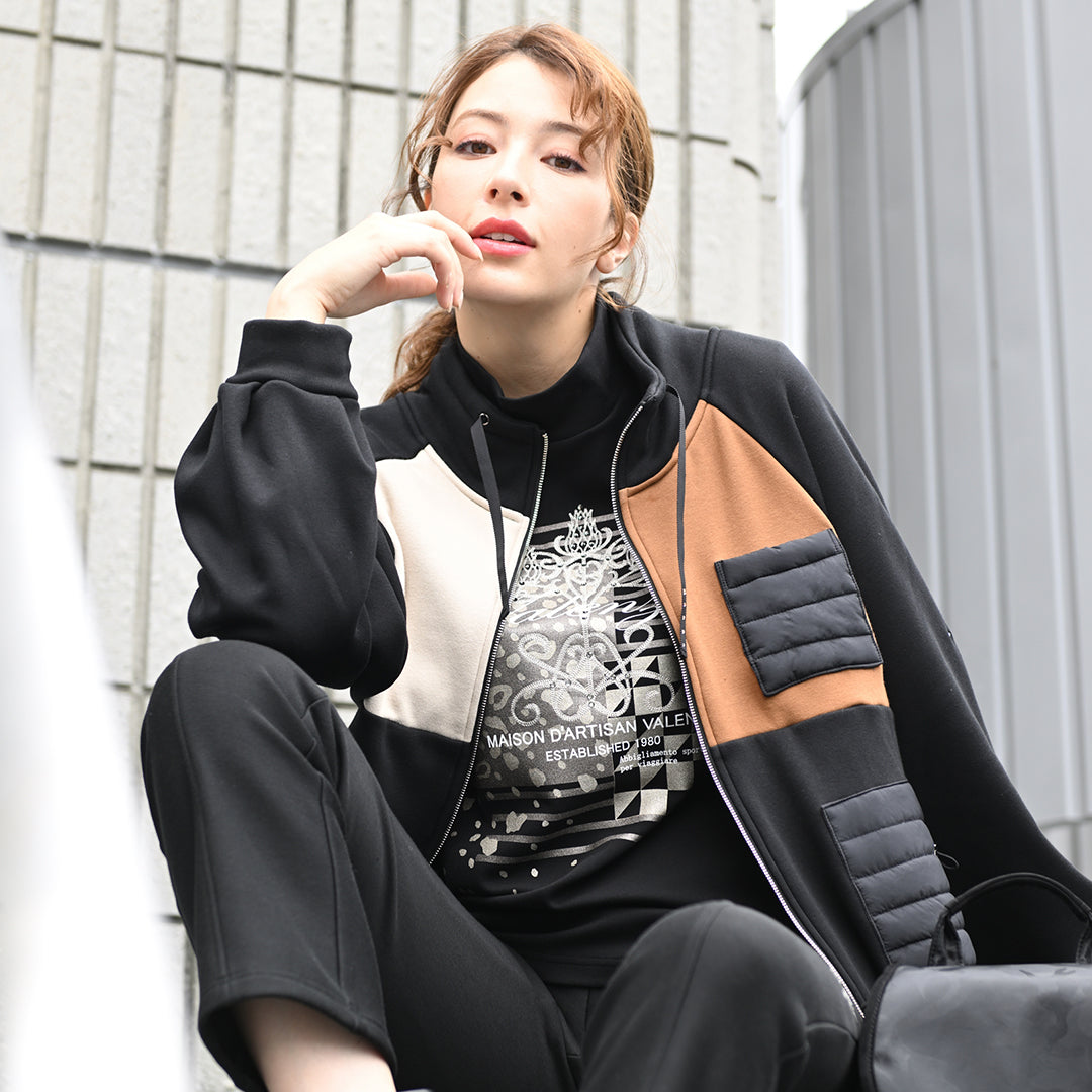 【Lサイズ】【異素材使い】BOMBER HEAT フルジップ ブルゾン　VALENZA　5552709