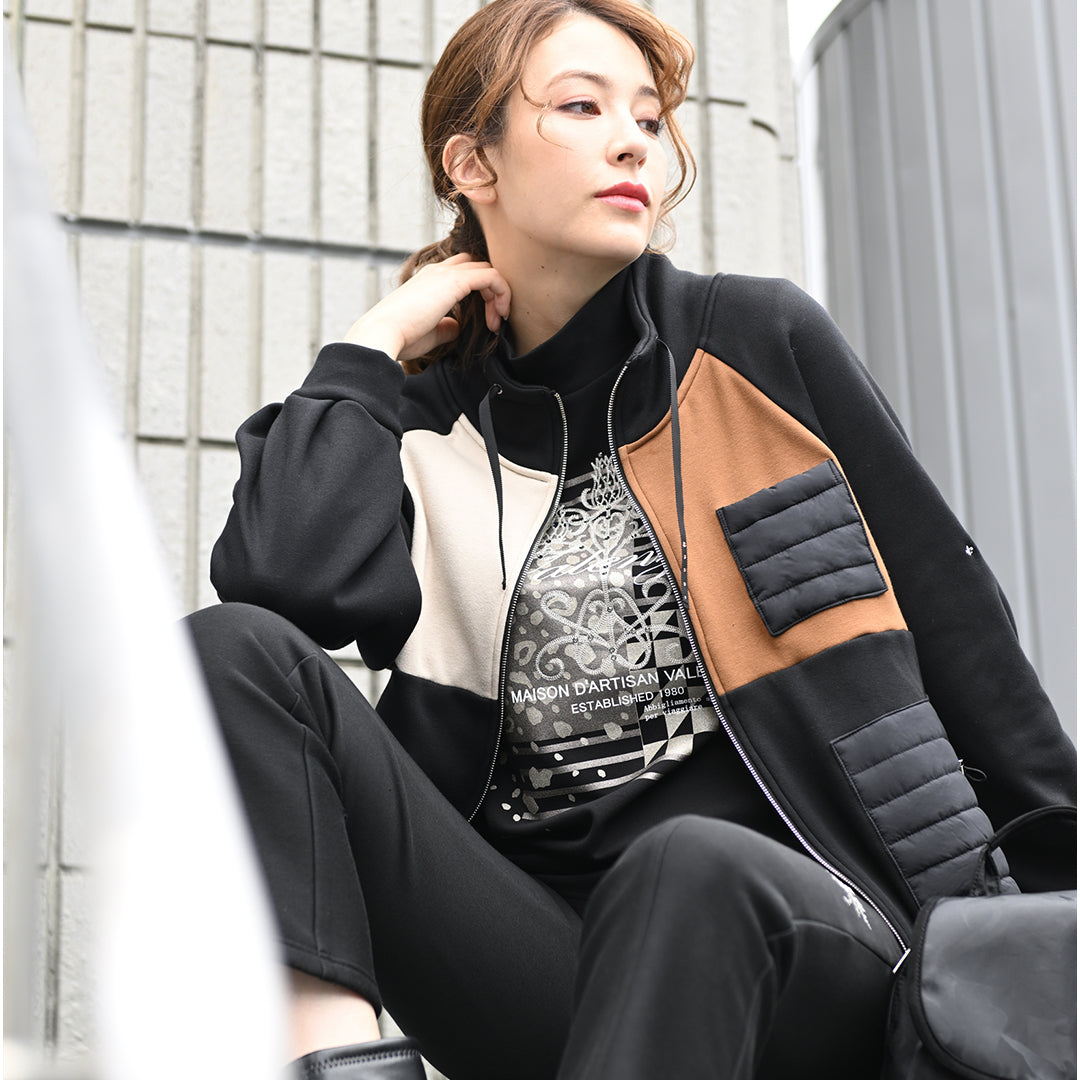 【Lサイズ】【異素材使い】BOMBER HEAT フルジップ ブルゾン　VALENZA　5552709