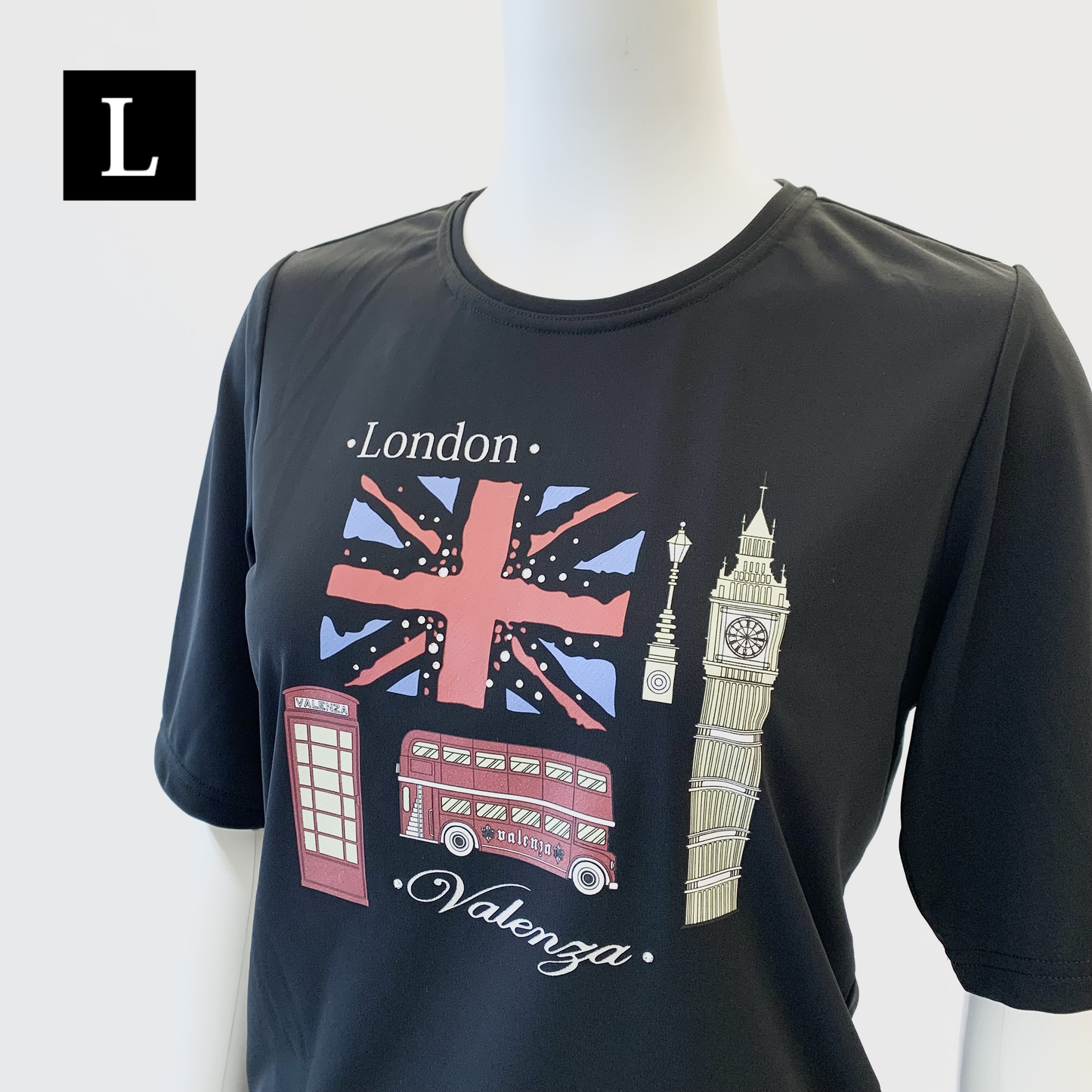 【Lサイズ】Londonフロントプリント　5分袖　カットソー　VALENZA　5542548