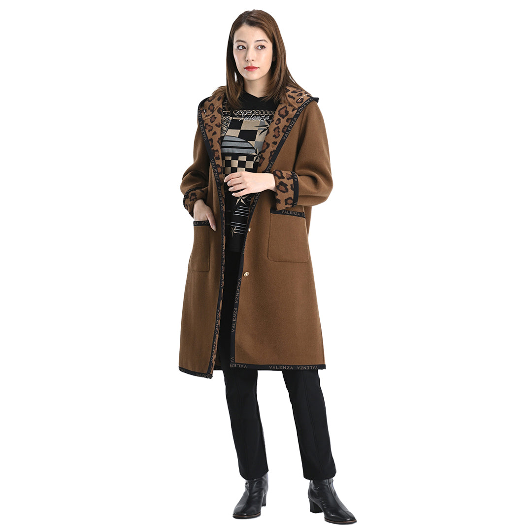 ※予約商品【Lサイズ】【リバーシブル】2wayウールリバー フード付きロングコート　VALENZA　5558708