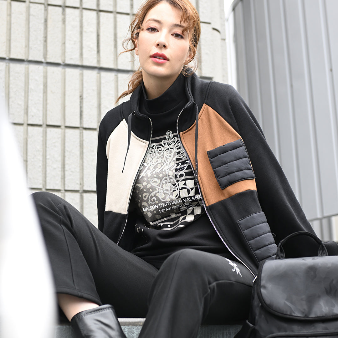 【Lサイズ】【異素材使い】BOMBER HEAT フルジップ ブルゾン　VALENZA　5552709