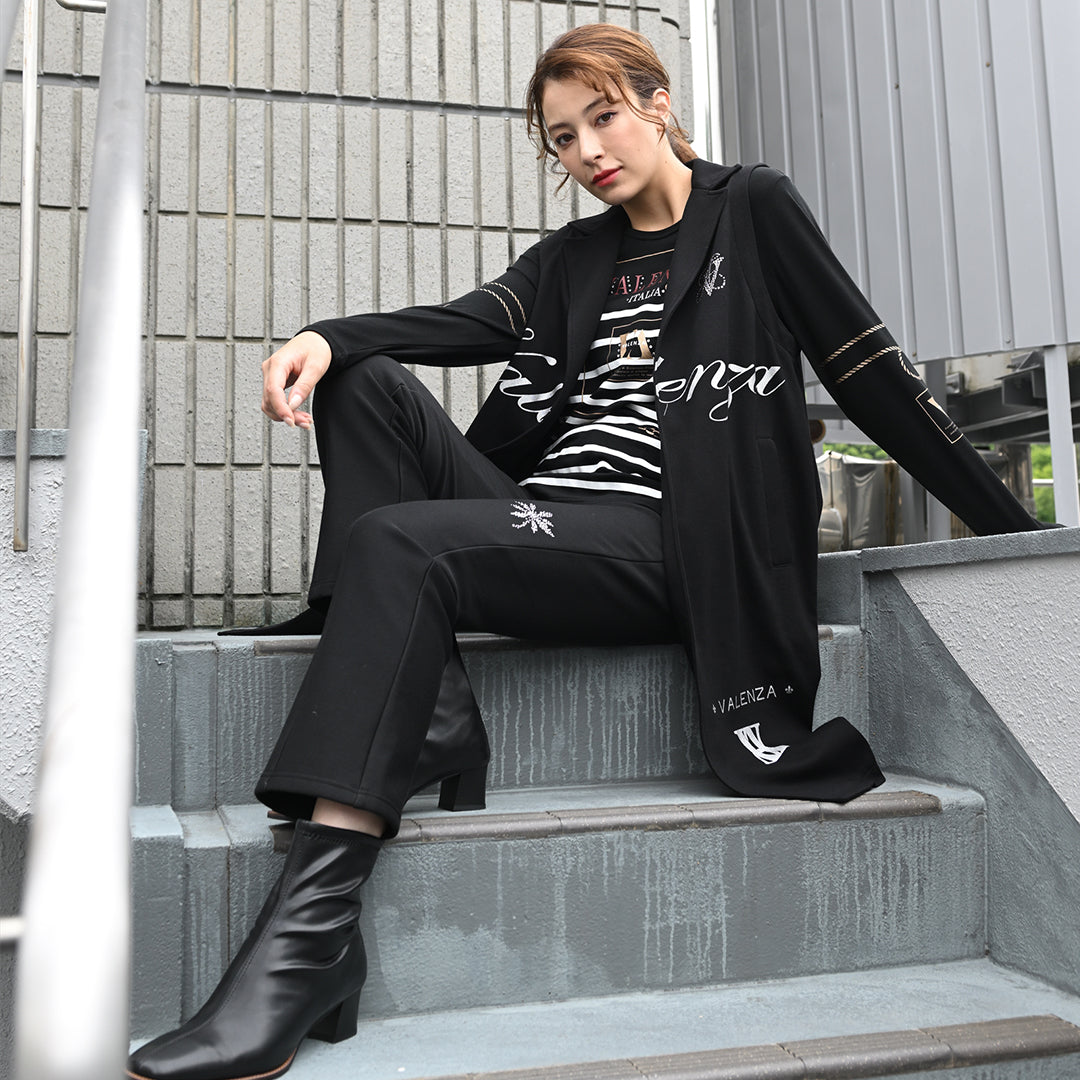 【保温】【吸湿発熱】フロントモチーフ×ボーダー カットソー　VALENZA　5152702