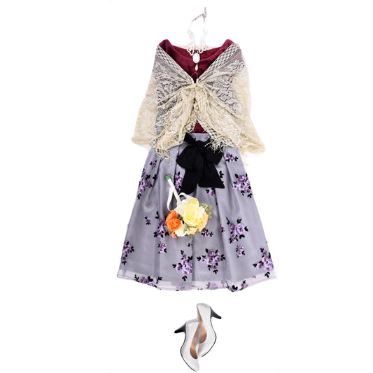 【OUTLET】フロッキープリント　プレミアムベロア　オケージョンワンピース　Dear Princess