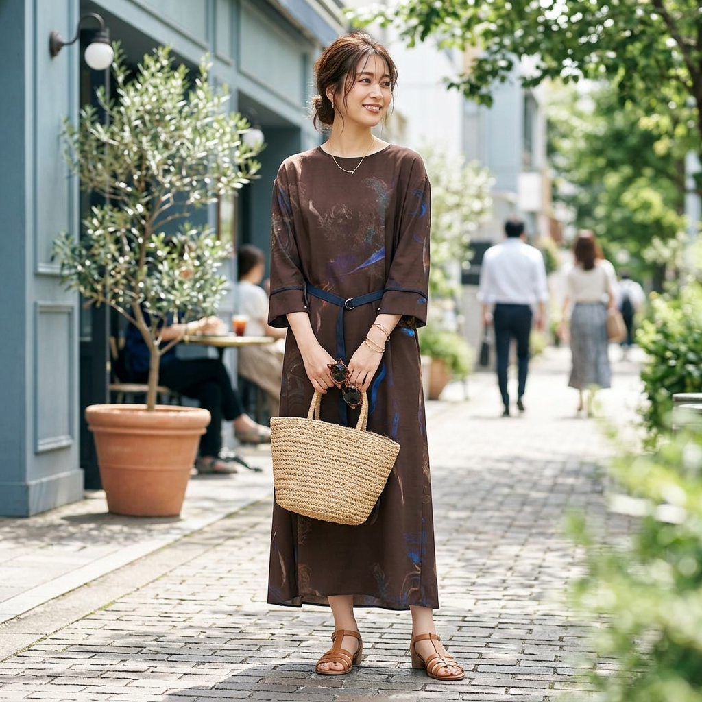 マーブルプリント　ワンピース　B DONNA　6069401