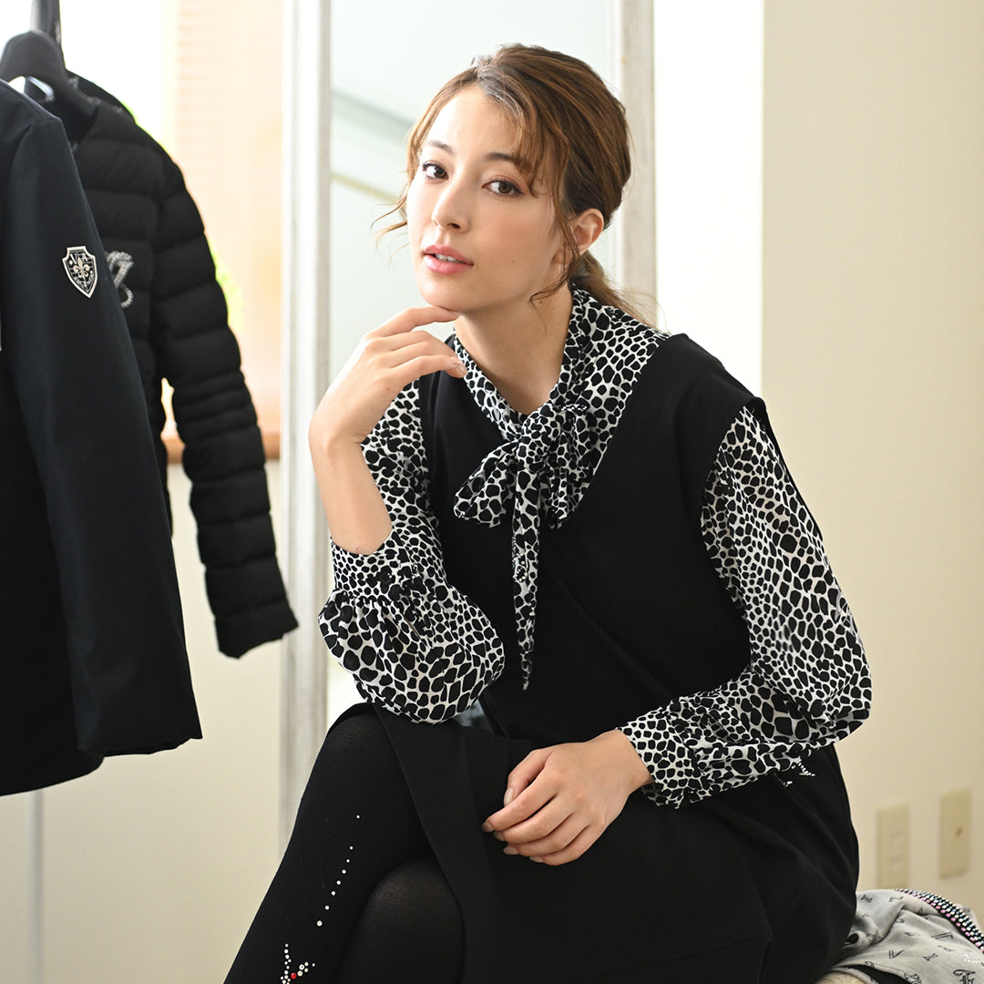 アニマル柄プリント リボンタイ ブラウス　VALENZA　5151602