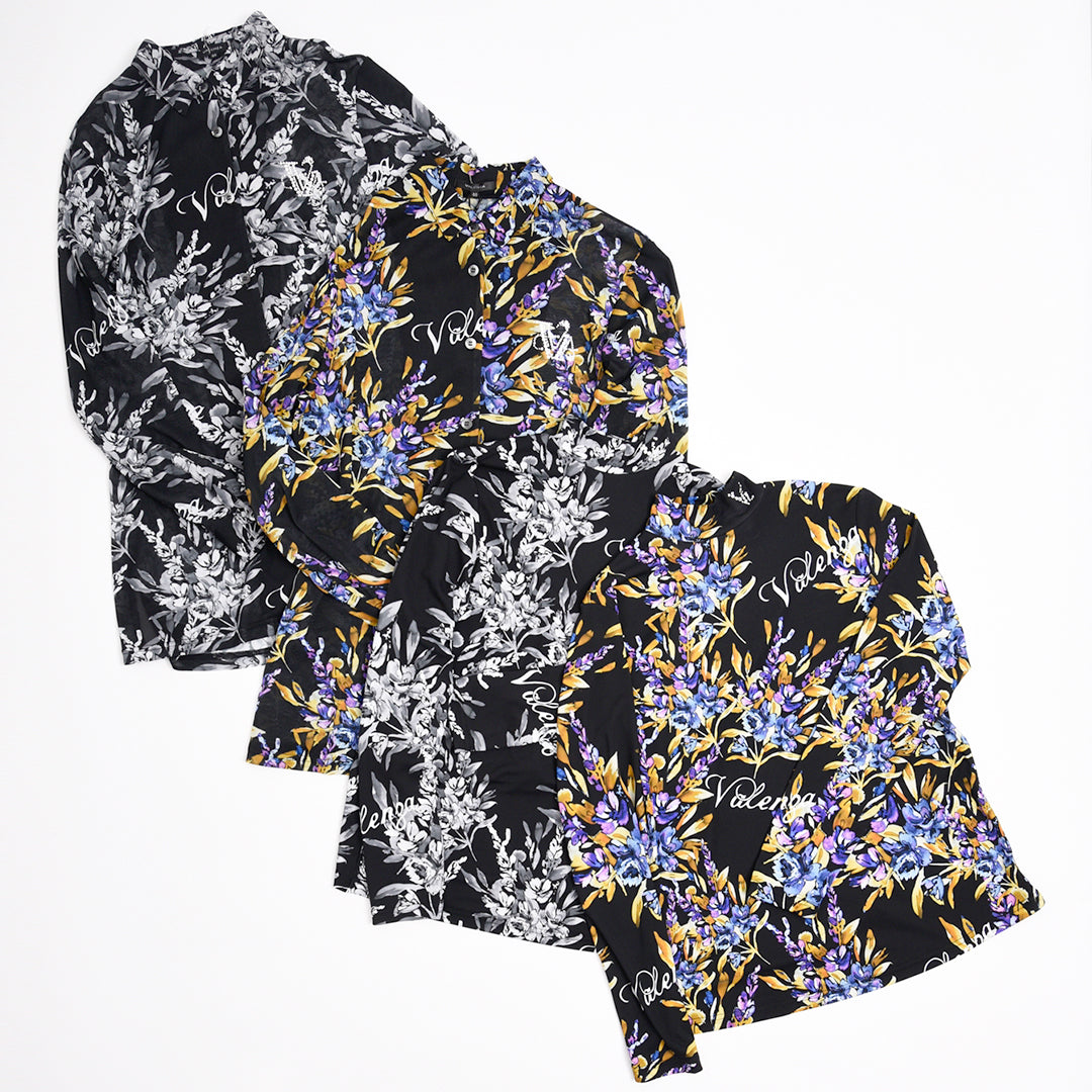 【インナー使いに活躍◎】フラワープリント　ハイネックカットソー　VALENZA　5152611