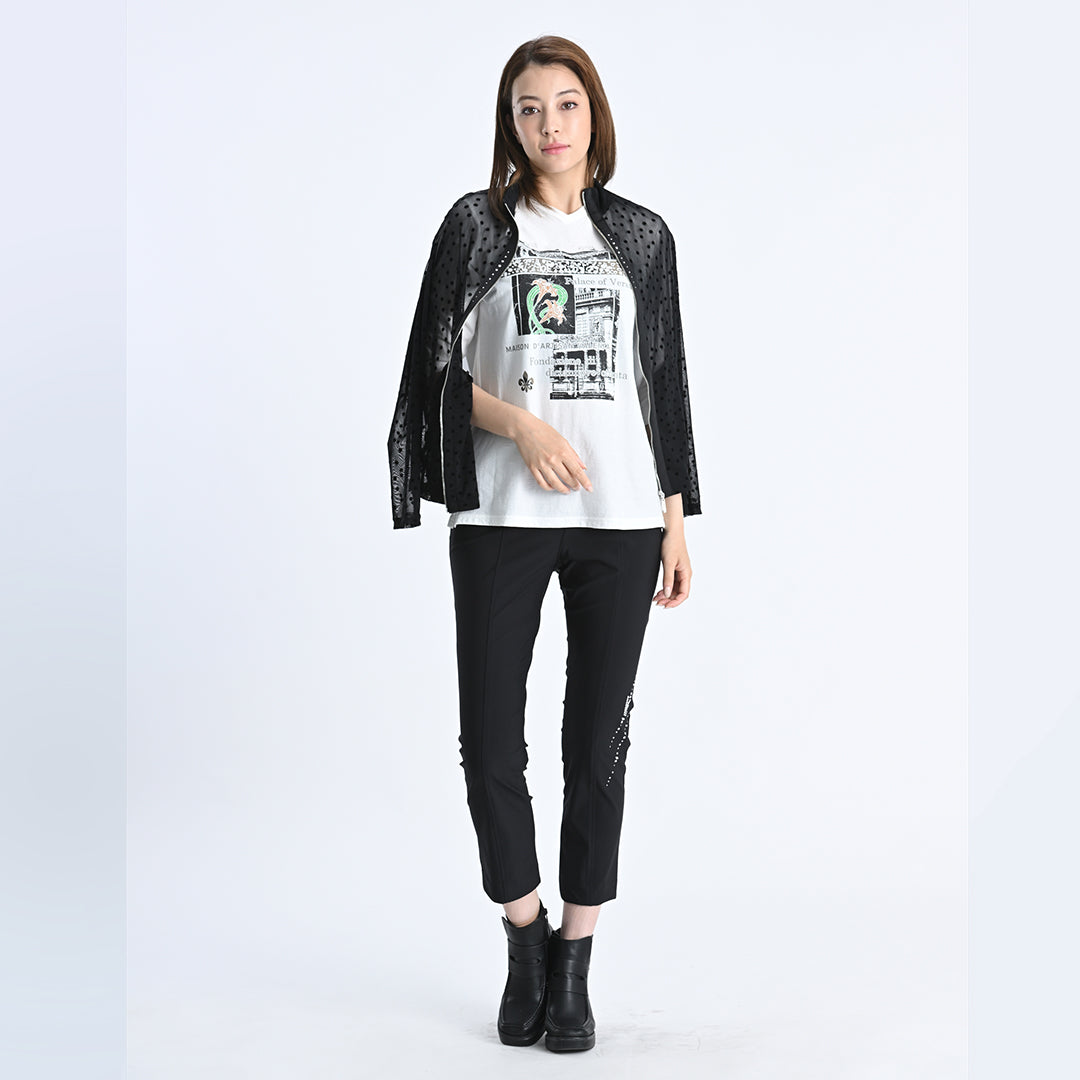 【Lサイズ】パリの街角プリント　カットソー　VALENZA　5552603