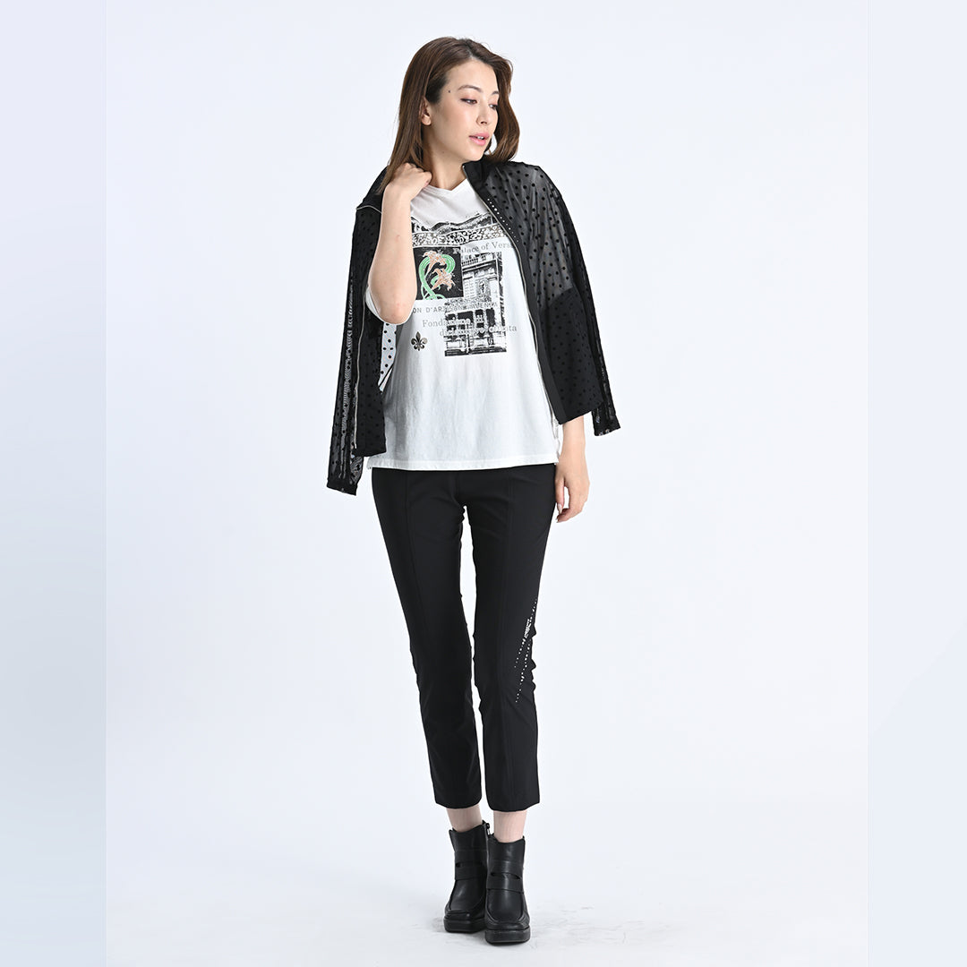 【Lサイズ】パリの街角プリント　カットソー　VALENZA　5552603