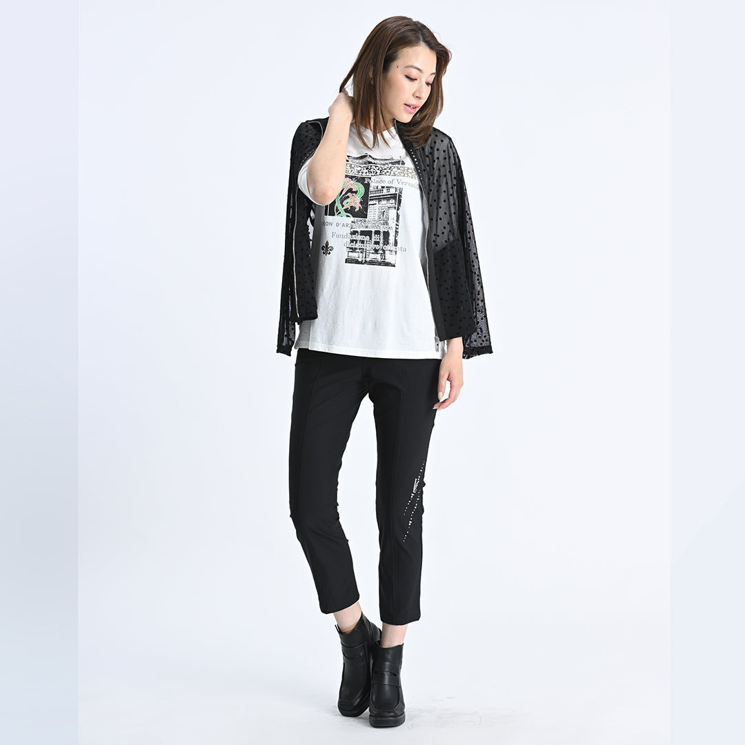 【Lサイズ】パリの街角プリント　カットソー　VALENZA　5552603