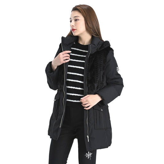 【Lサイズ】ボア×タフタ　異素材切替　中綿コート　VALENZA　5558706