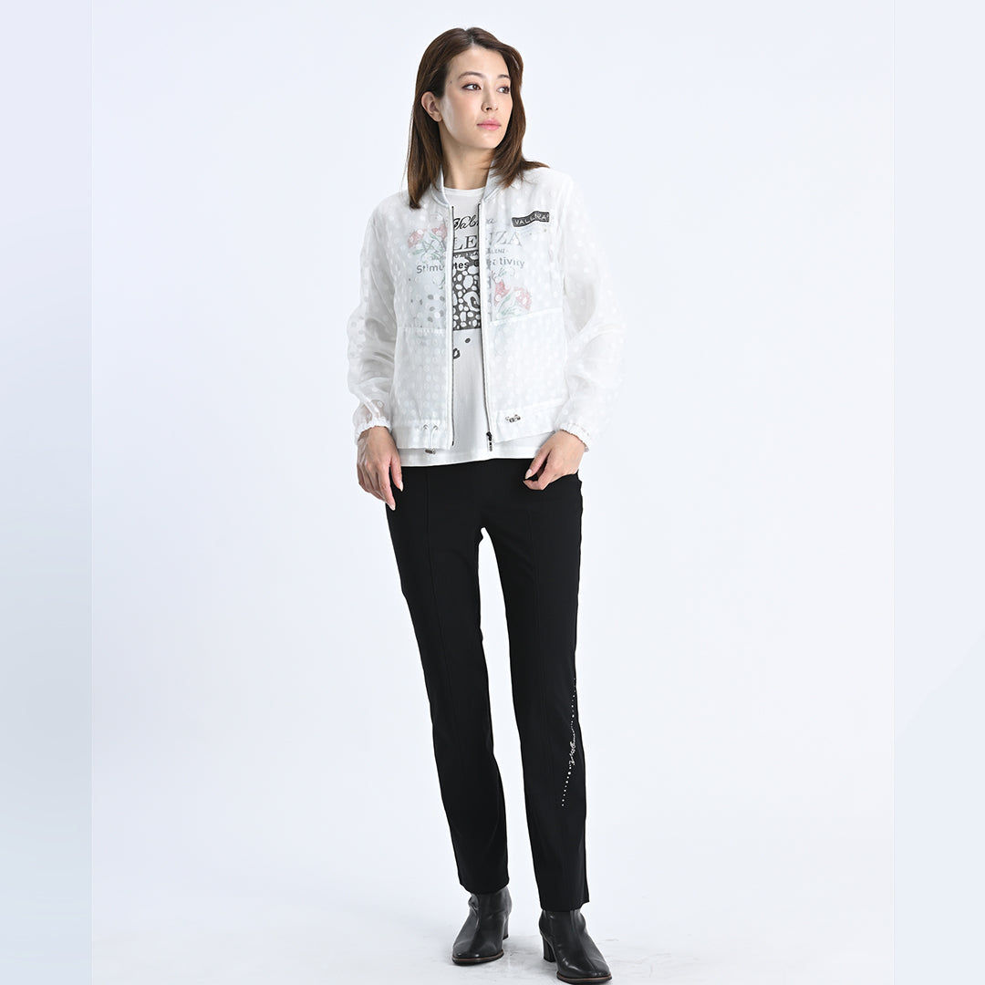 【ウエストゴム】ナローラインモチーフ　ストレートパンツ　VALENZA　5156528