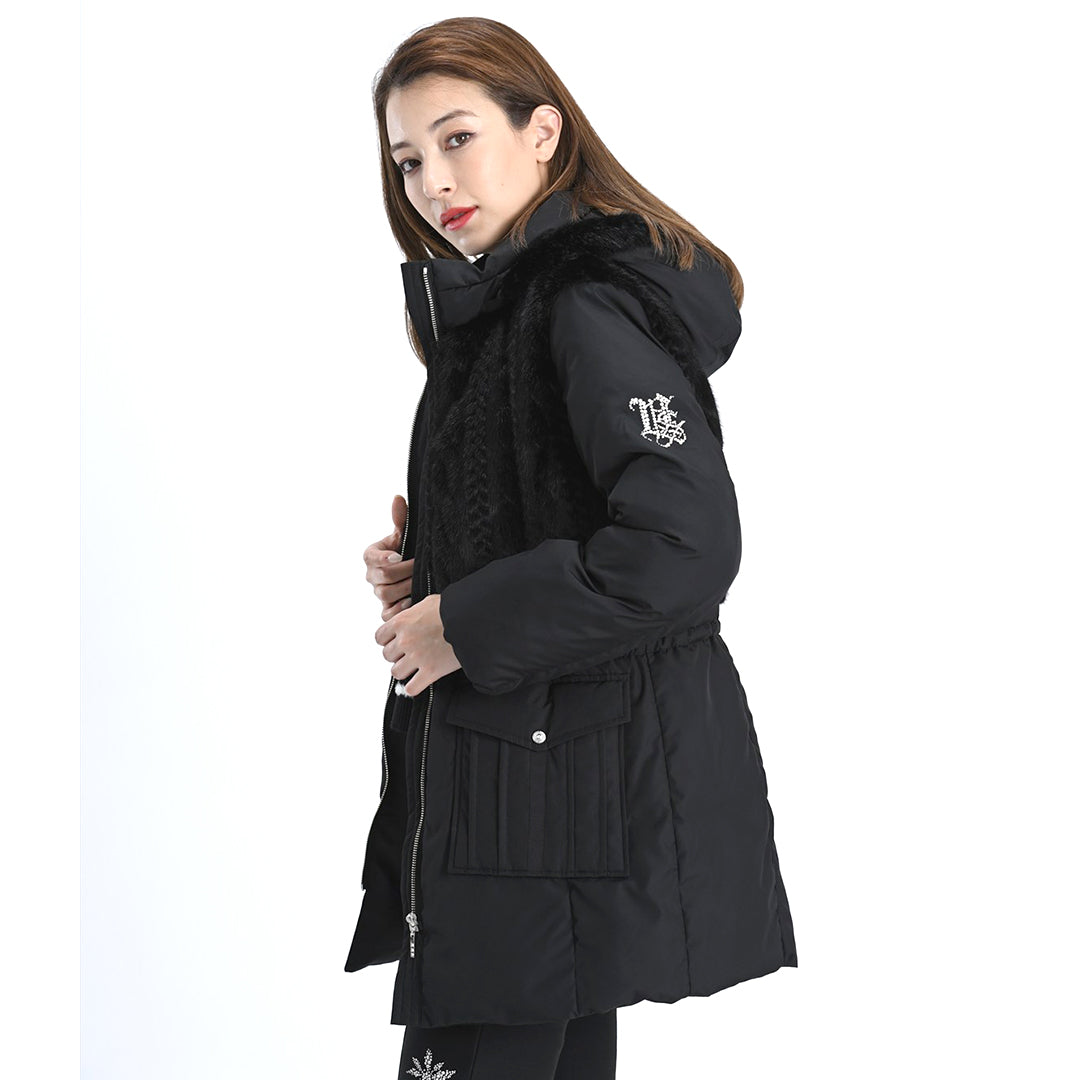 【Lサイズ】ボア×タフタ　異素材切替　中綿コート　VALENZA　5558706