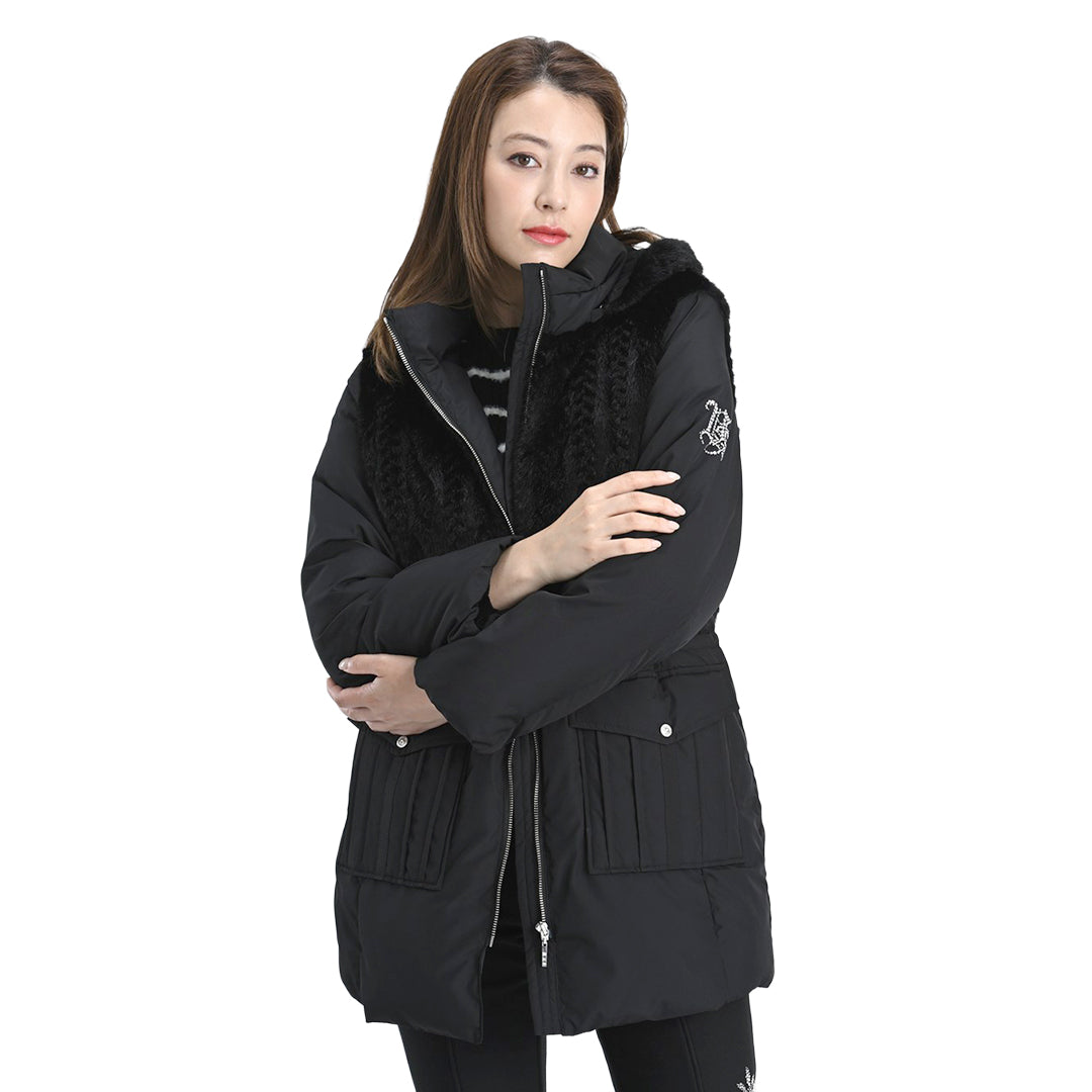 ボア×タフタ　異素材切替　中綿コート　VALENZA　5158706