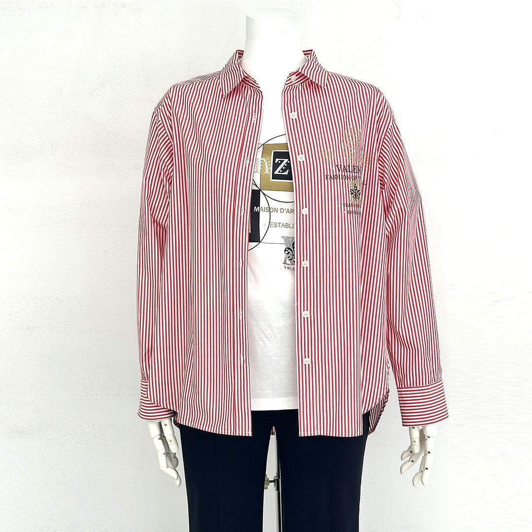 ストライプ　シャツブラウス　VALENZA　5151500