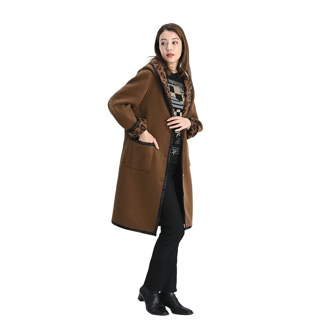 【リバーシブル】2wayウールリバー フード付きロングコート　VALENZA　5158708