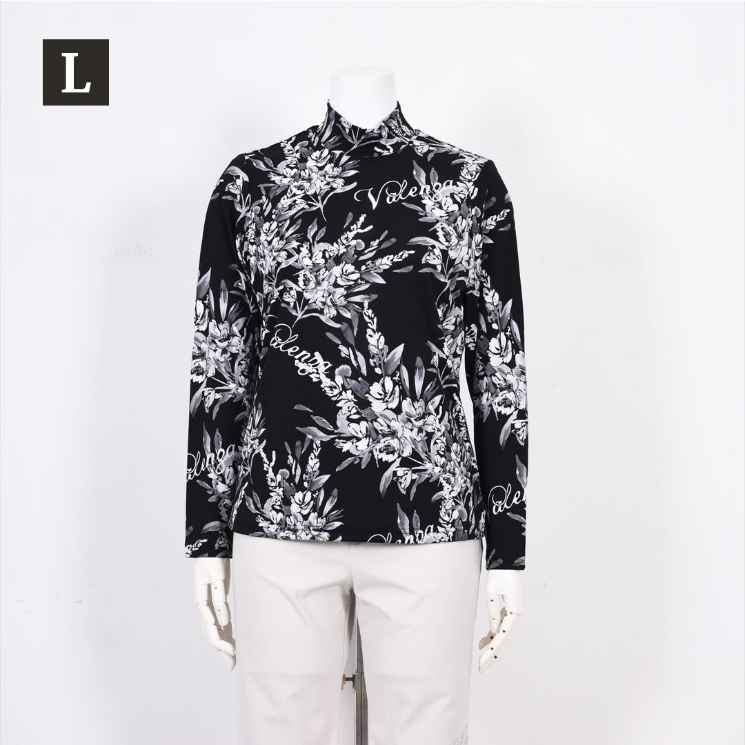 【Lサイズ】【インナー使いに活躍◎】フラワープリント　ハイネックカットソー　VALENZA　5552611