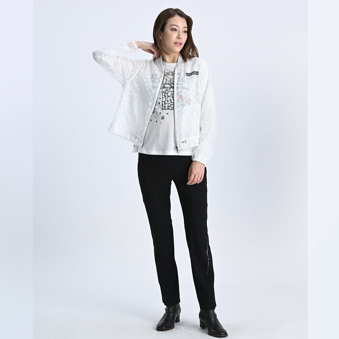 【ウエストゴム】ナローラインモチーフ　ストレートパンツ　VALENZA　5156528