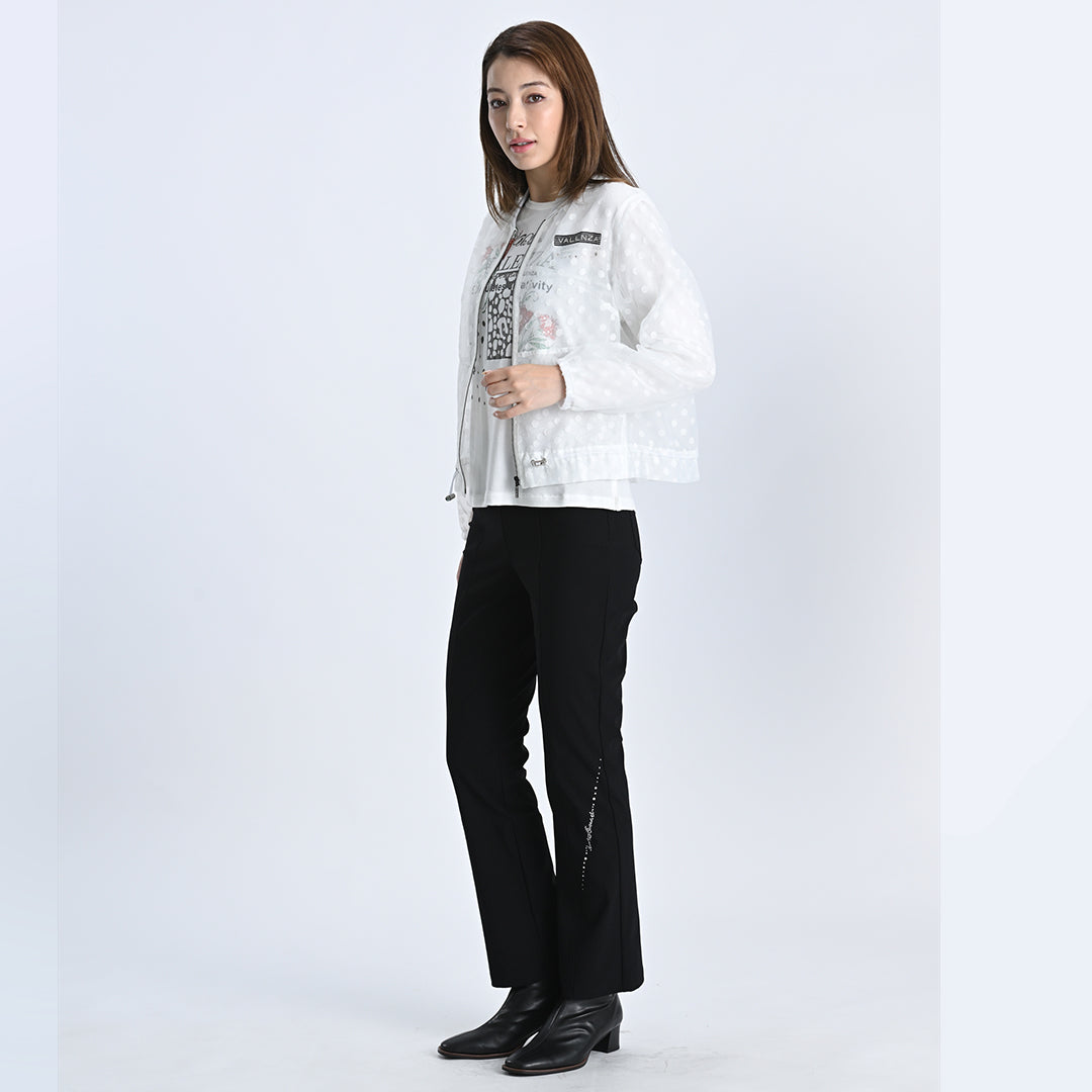 【ウエストゴム】ナローラインモチーフ　ストレートパンツ　VALENZA　5156528