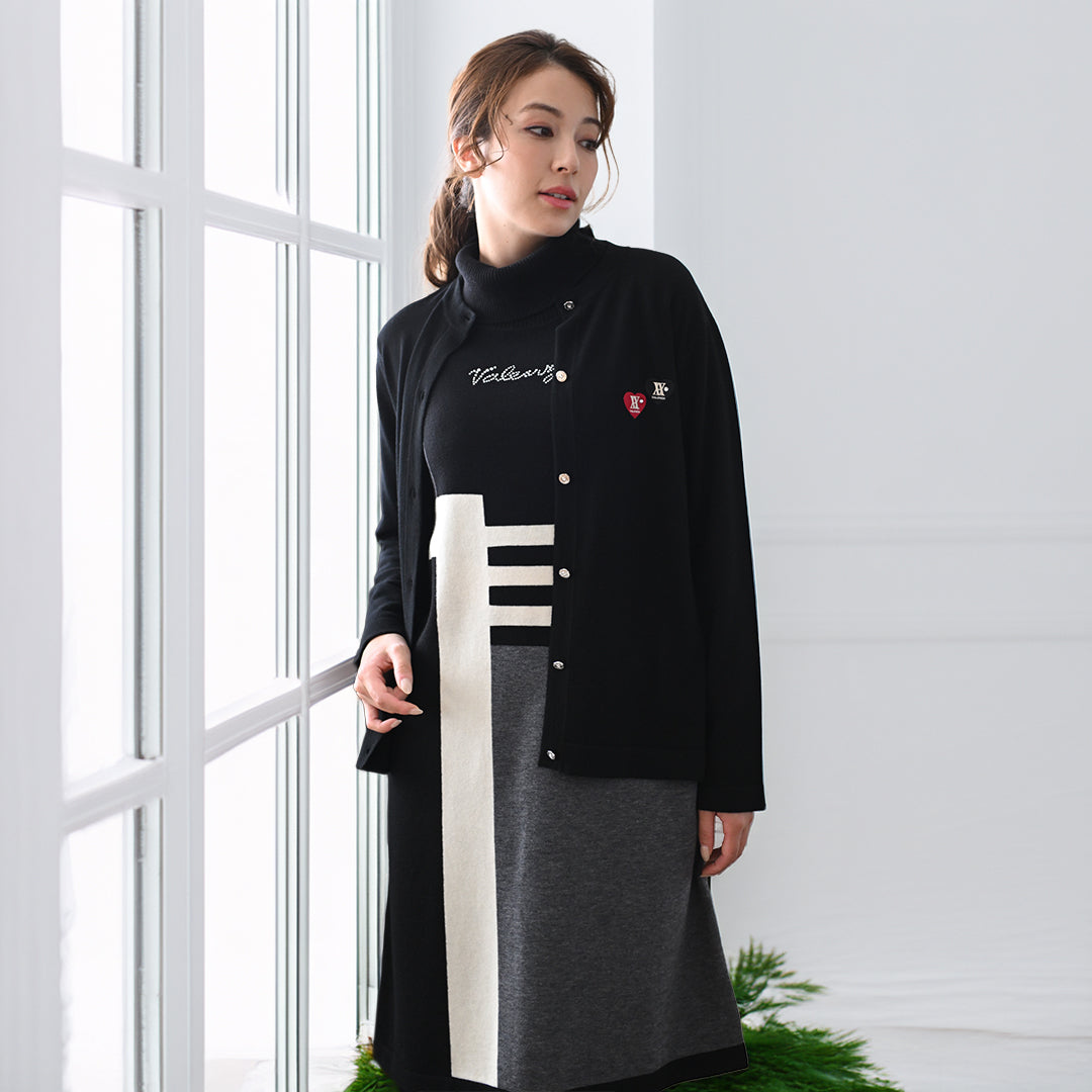 【Lサイズ】【ゆったり♪ 1サイズ下でもOK♡】シンプルニット カーディガン　VALENZA　5553520