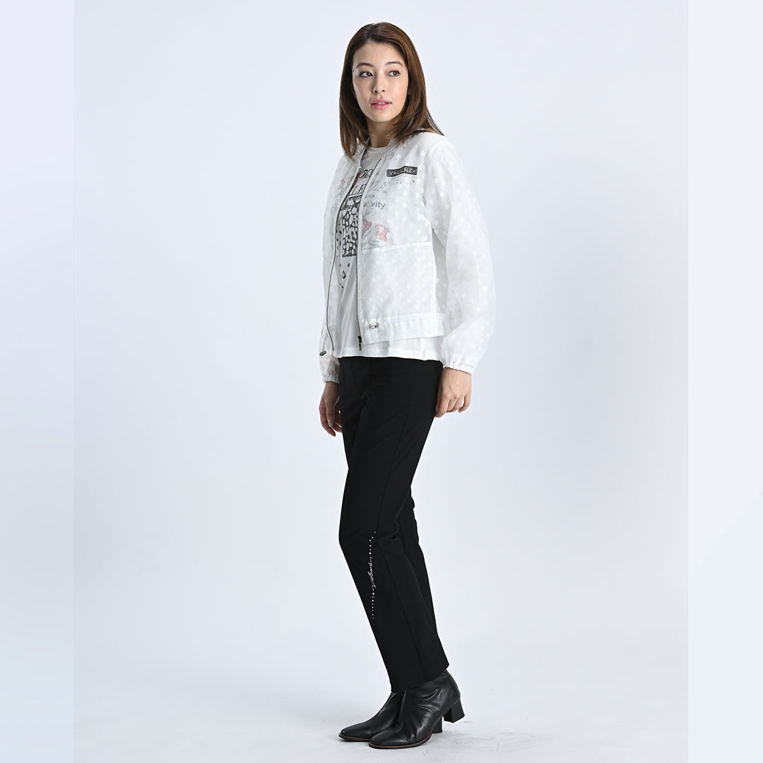 【ウエストゴム】ナローラインモチーフ　ストレートパンツ　VALENZA　5156528