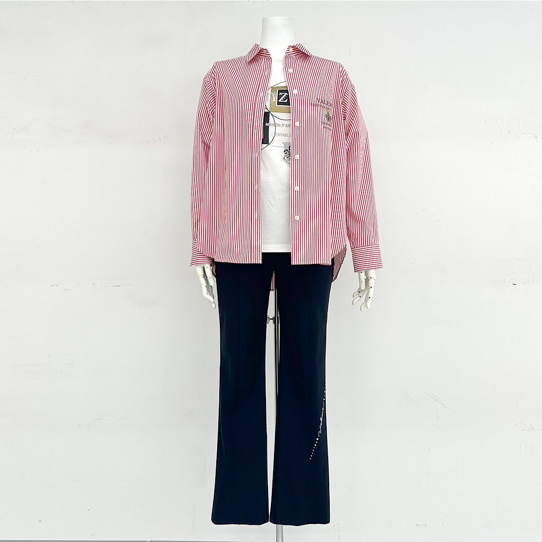 ストライプ　シャツブラウス　VALENZA　5151500