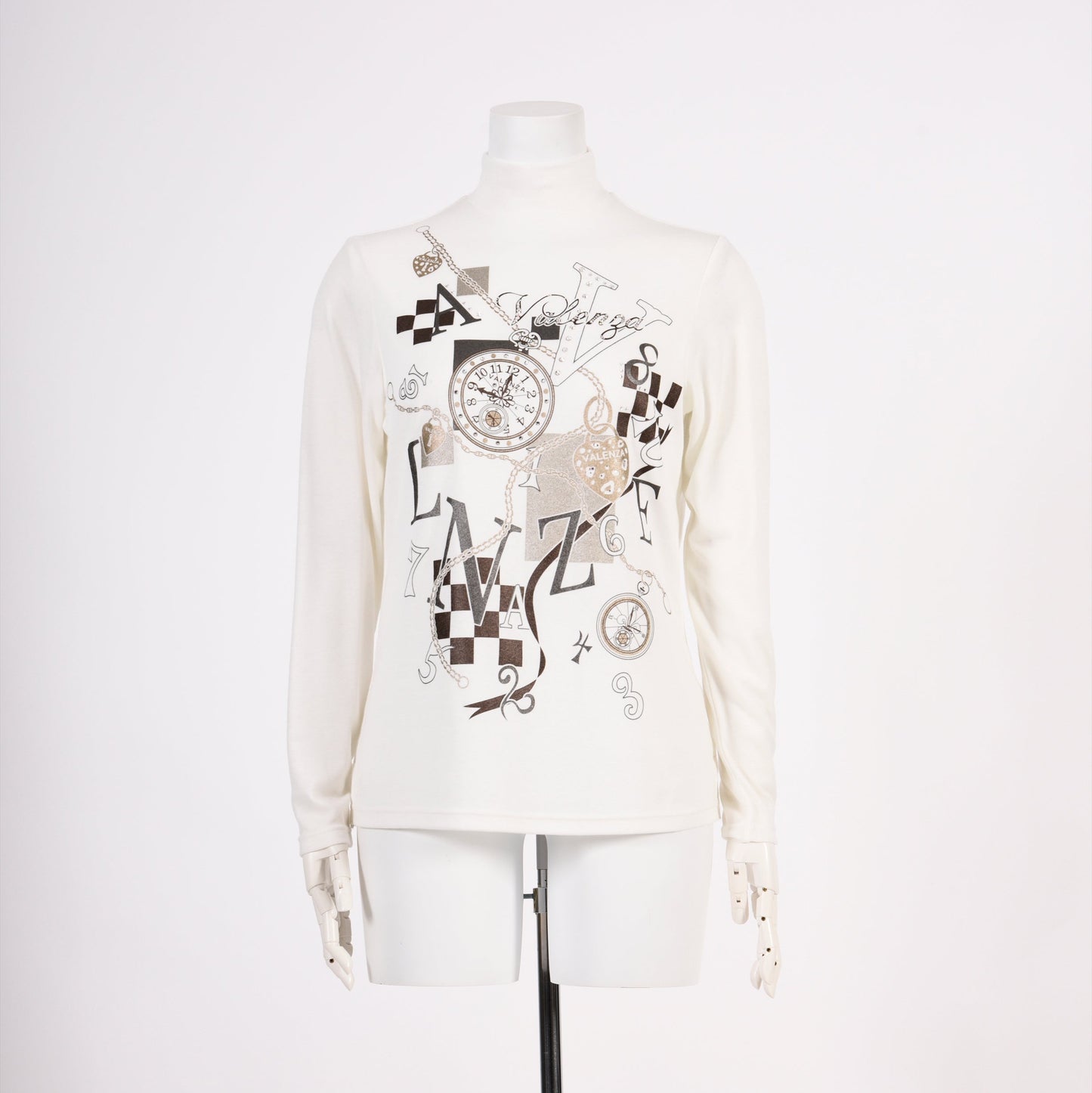 ★残り僅か★フロントモチーフ ハイネックカットソー　VALENZA　5152515