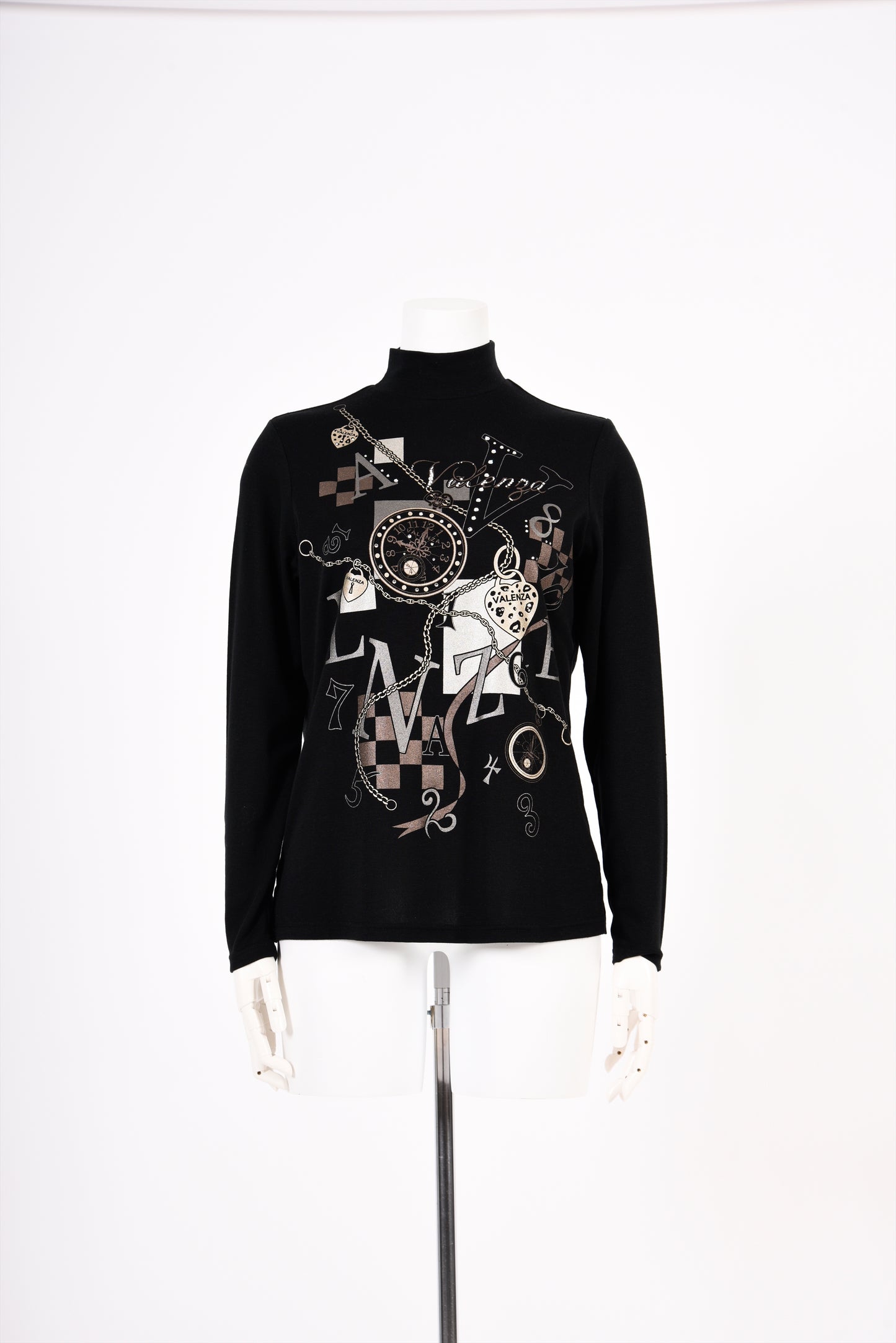 【Lサイズ】フロントモチーフ ハイネックカットソー　VALENZA　5552515